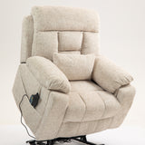 Old age electric lift chair, flat high density foam electric sofa, with heating and massage functions, can tilt to 180 degrees, 2 pocket cup holders, 2 remote controls, dual OKIN motors