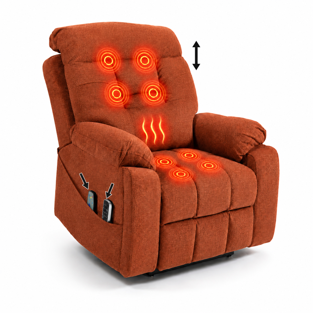 Product features diagram for Marlowe Lift Chair - Grey